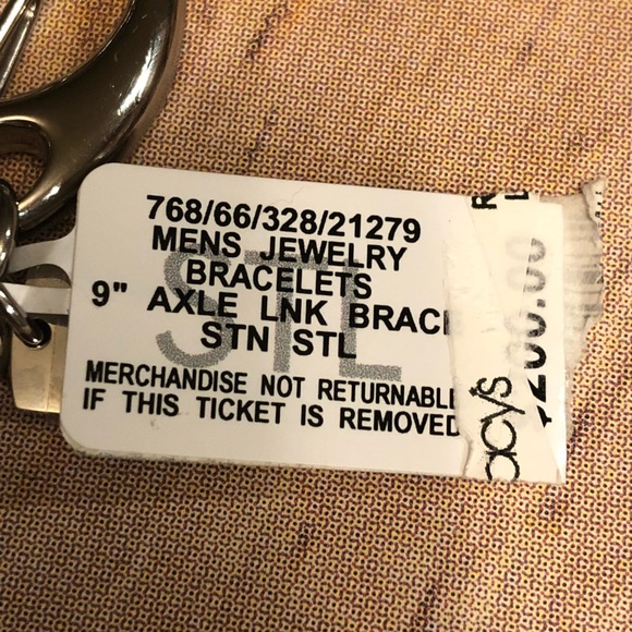 B&B Mens Bracelet 9" Axle Link Stainless Steel NWT - Picture 2 of 5